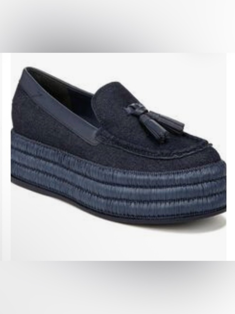 Franco Sarto A-Tremont Leather-Trim Platform Espadrille Loafers Size 8